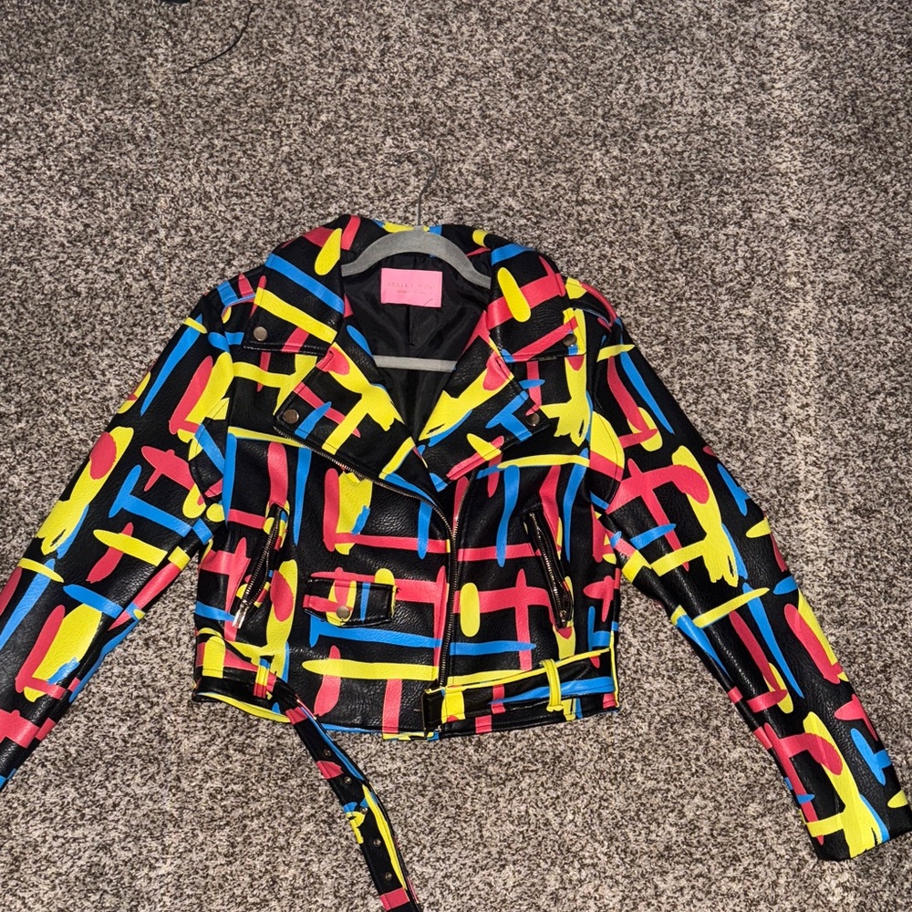 Vibrant Multicolor Women's Leather Jacket